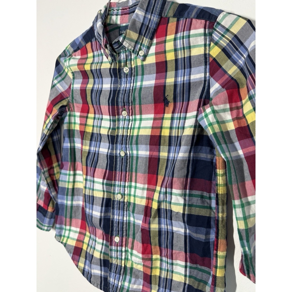 Ralph Lauren Boys Multi Color Plaid Cotton Button Down Shirt Size 6 Classic - Picture 6 of 9